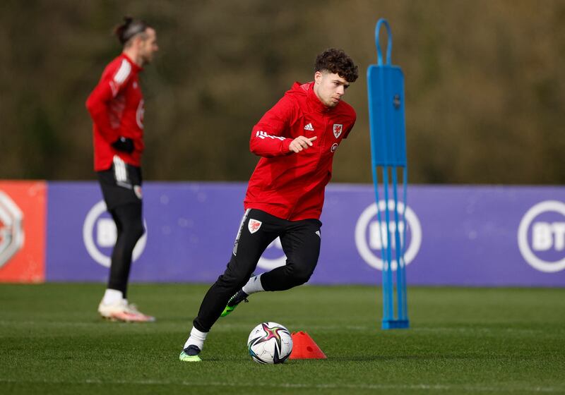 Wales defender Neco Williams during training. Reuters