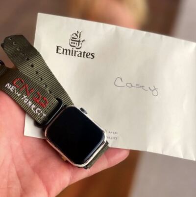 YouTube star Casey Neistat had his Apple iWatch flown to California by Emirates after he left it at Dubai International Airport. Photo: Twitter / Casey Neistat