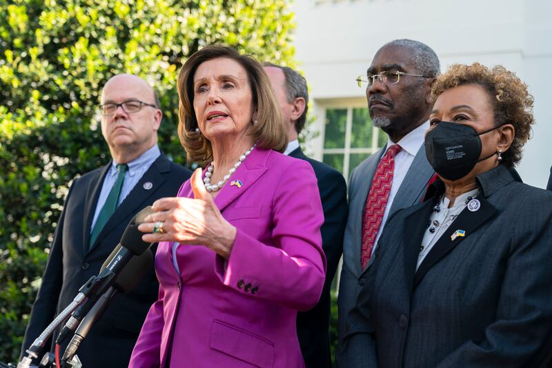 US House Speaker Nancy Pelosi said the $40 billion Ukraine aid package sends a 'resounding message' of America's support for the Eastern European country. AP