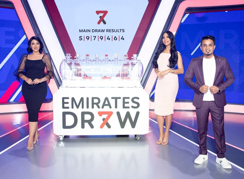 Hosts of the weekly Emirates Draw.  Photo: Emirates Draw