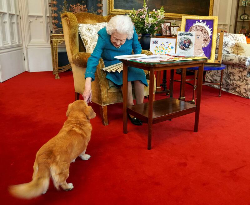 The queen was joined by Candy as she looked at a display of memorabilia from her golden and platinum jubilees in the Oak Room at Windsor Castle in June. PA