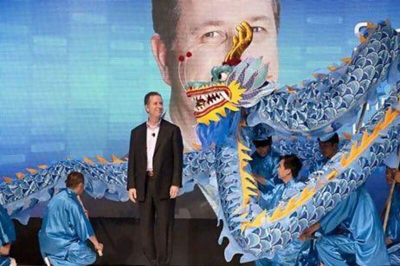 Steve Hoffman, the vice president and chief of staff for printing and personal systems for HP, says the year of the dragon is often marked with change. Above, Mr Hoffman during the HP convention in Shanghai, China last week. (Jonathan Browning for The National)