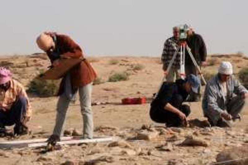 Polish archaeological team working in the Kuwaiti desert at Subiya, 120 Km north of Kuwait City on Nov.3, 2009. (Photo: Gustavo Ferrari/The National)  *** Local Caption ***  KUW103.jpg