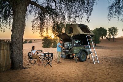 Each vehicle will get its own camping trailer, equipped with a Sand Sherpa Rooftop Tent. Courtesy Sand Sherpa