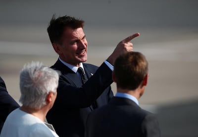 Britain's Foreign Secretary Jeremy Hunt is seen before U.S. President Donald Trump and First Lady Melania Trump arrive for their state visit to Britain, at Stansted Airport near London, Britain, June 3, 2019. REUTERS/Hannah McKay
