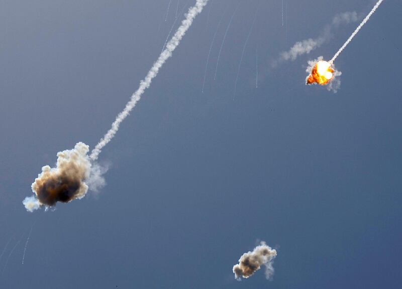 Israel's Iron Dome air defence system intercepts a rocket launched from the Gaza Strip. AFP