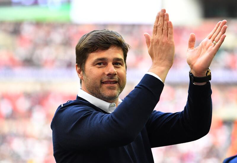 Soccer Football - Premier League - Tottenham Hotspur vs Leicester City - Wembley Stadium, London, Britain - May 13, 2018   Tottenham manager Mauricio Pochettino waves to their fans after the match   REUTERS/Dylan Martinez    EDITORIAL USE ONLY. No use with unauthorized audio, video, data, fixture lists, club/league logos or "live" services. Online in-match use limited to 75 images, no video emulation. No use in betting, games or single club/league/player publications.  Please contact your account representative for further details.