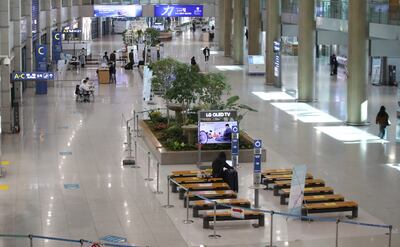 A quiet Incheon International Airport in Seoul in January amid restrictions relating to the Covid pandemic. EPA 