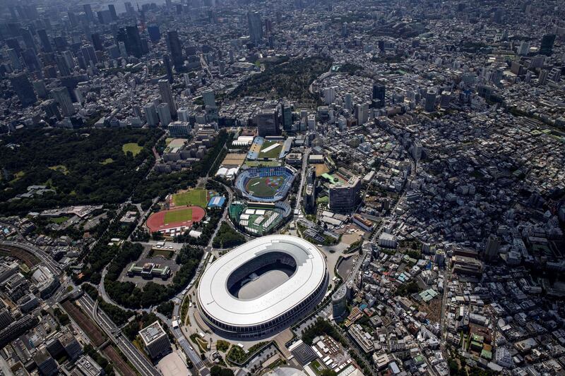 The Japan National Stadium, the main venue for the Tokyo Olympic Games, on Monday, July 19. AFP