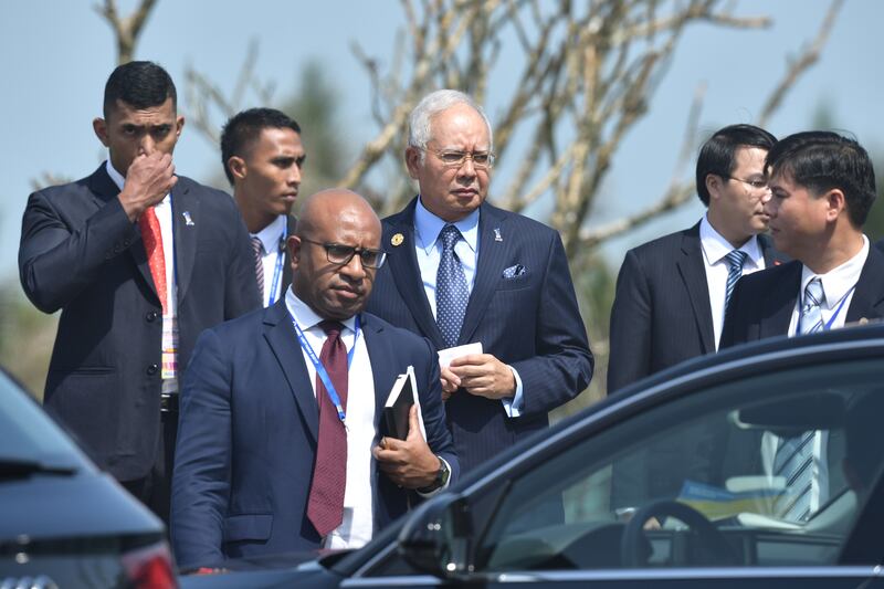 Malaysia's prime minister Najib Razak, centre, at the Asia-Pacific Economic Cooperation (APEC) leaders' summit. Anthony Wallace / AFP Photo
