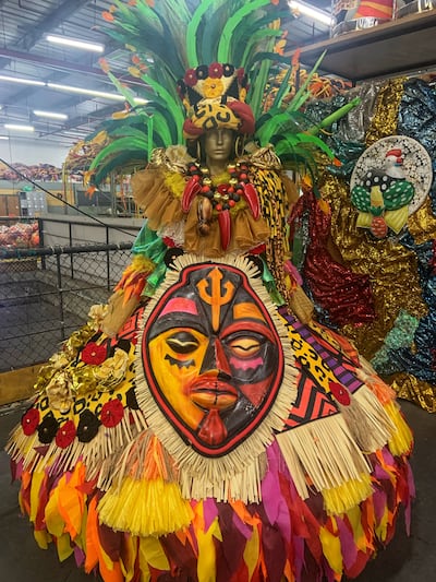A carnival outfit on display at Grande Rio samba school. Emma Pearson for The National