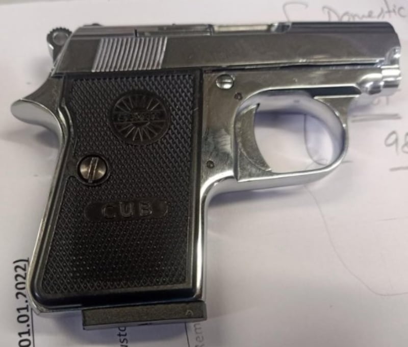 The handgun said to have been seized from a passenger at Indira Gandhi International Airport. Photo: Delhi Customs / Twitter
