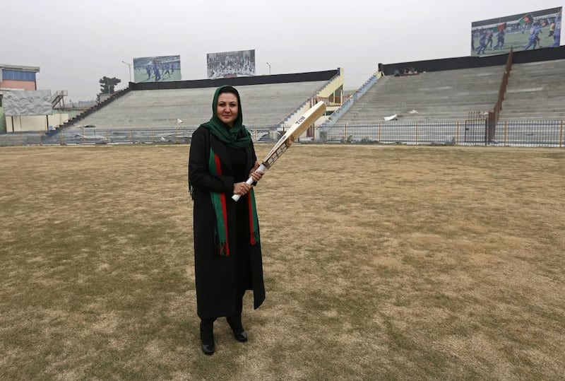 The founder of the Afghan national women’s team, Diana Barakzai, poses for a picture at the Kabul Cricket Stadium. Mohammad Ismail / Reuters / December 24, 2014