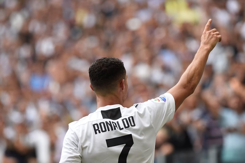 Ronaldo celebrates scoring for the first in Serie A. Reuters
