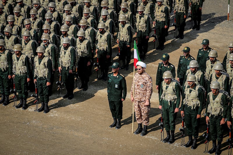 Members of the Islamic Revolutionary Guard Corps in East Azerbaijan province, Iran.  IRGC / Wana / Reuters
