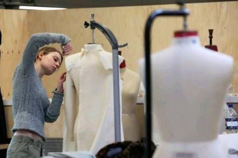 A student at work in the womenswear studio at the new Central Saint Martins site.