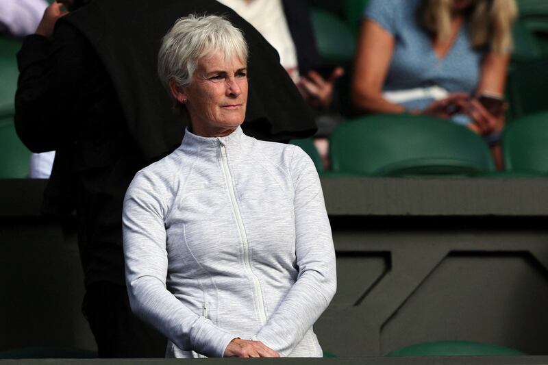 Judy Murray watches son Andy Murray. AFP