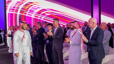 Saudi Crown Prince Mohammed bin Salman with Cristiano Ronaldo, FIFA president Gianni Infantino and Saudi sports minister Prince Abdul Aziz bin Turki Al-Faisal during the Esports World Cup 2024 announcement last year. Photo: Saudi Press Agency