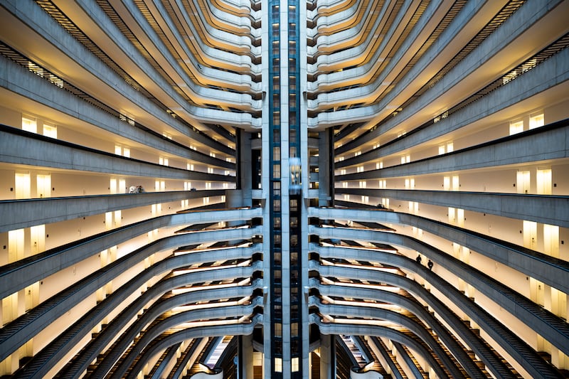 The Marriott Marquis hotel in Atlanta, Georgia, offers a striking example of brutalist architectural, characterised by exposed concrete and visibility of structure. EPA