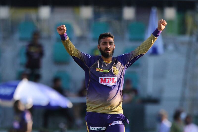 Varun Chakaravarthy of Kolkata Knight Riders  celebrates the wicket of Jonny Bairstow of Sunrisers Hyderabad during match 35 of season 13 of the Dream 11 Indian Premier League (IPL) between the Sunrisers Hyderabad and the Kolkata Knight Riders at the Sheikh Zayed Stadium, Abu Dhabi  in the United Arab Emirates on the 18th October 2020.  Photo by: Pankaj Nangia  / Sportzpics for BCCI