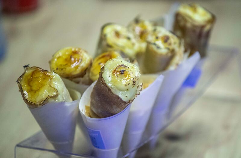 Crepe brulee cornet at Little Sugar. A moreish dessert, this is a crepe rolled into a cone with creamy custard on top. It is quite filling, but will leave you wishing you could have more. 