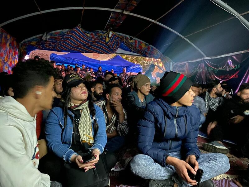 Cinema of the Revolution is a tent in Tahrir Square where people can watch free short films, and learn about Iraqi cinema .Photo courtesy of Mohanad Hayal