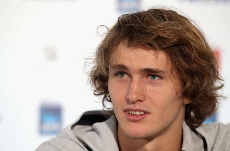 LONDON, ENGLAND - NOVEMBER 10:  Alexander Zverev of Germany speaks during a press conference prior to the Nitto ATP World Tour Finals at O2 Arena on November 10, 2017 in London, England.  (Photo by Julian Finney/Getty Images)