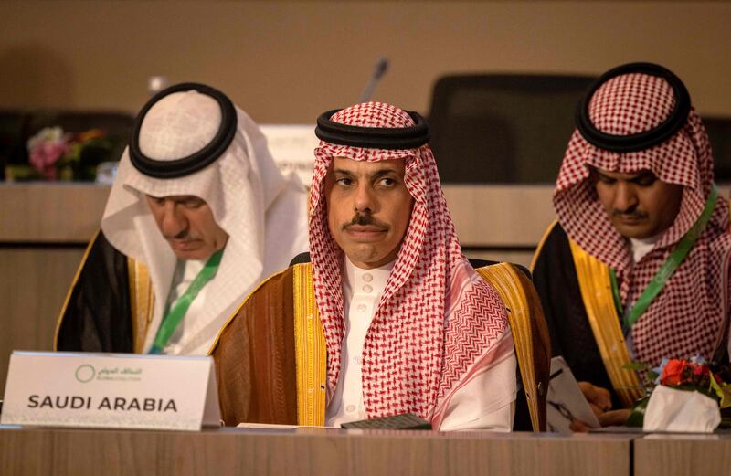 Prince Faisal bin Farhan attends the ministerial meeting. AFP