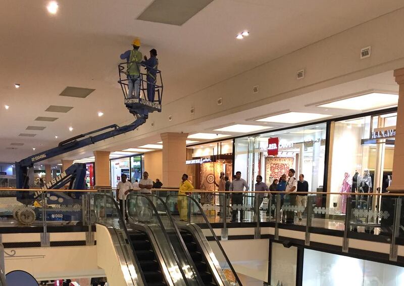 Leaks due to today’s rain at the Mall of the Emirates in Dubai.