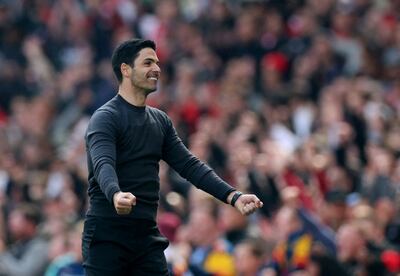 Arsenal manager Mikel Arteta celebrates after the match. Action Images