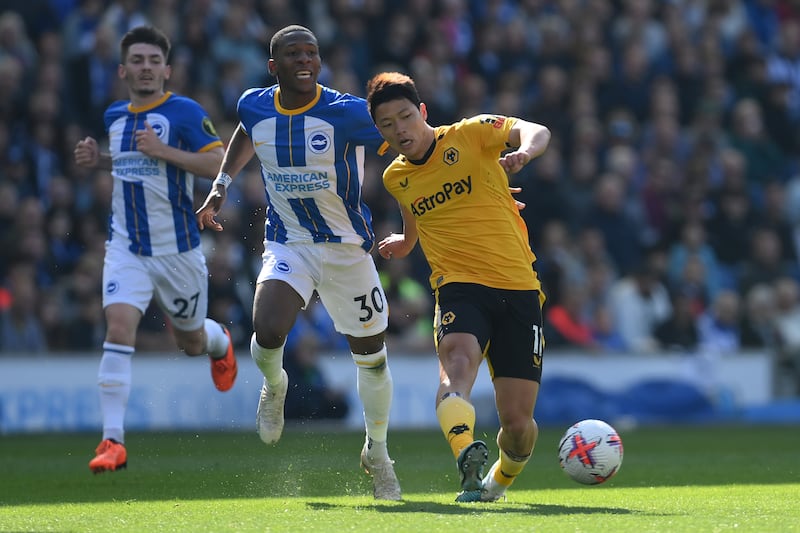 LB: Pervis Estupinan (Brighton and Hove Albion). Delivered a brilliant cross for Danny Welbeck’s first against Wolves and caused carnage down the left flank. The 25-year-old Ecuadorian has been one of the revelations of the season. Getty