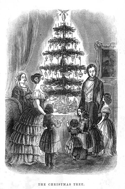 Lithograph  of Prince Albert and Queen Victoria, and family, in The Illustrated London News in the winter of 1848. 
