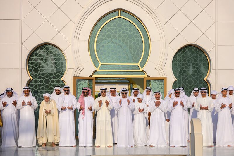 Leaders and sheikhs attend Eid prayers on Friday. Wam