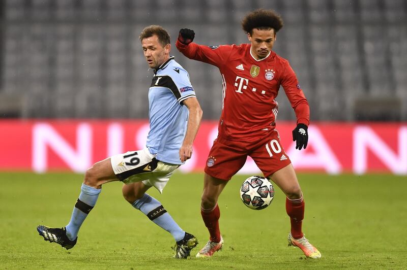 Right wing - Leroy Sane (Bayern Munich). Sane has fully perfected what Bayern used to recognise as the Arjen Robben manoeuvre, cutting onto his left foot from wide on the right. Used it to alarm Lazio, and later played a brilliant disguised pass to Serge Gnabry. AFP