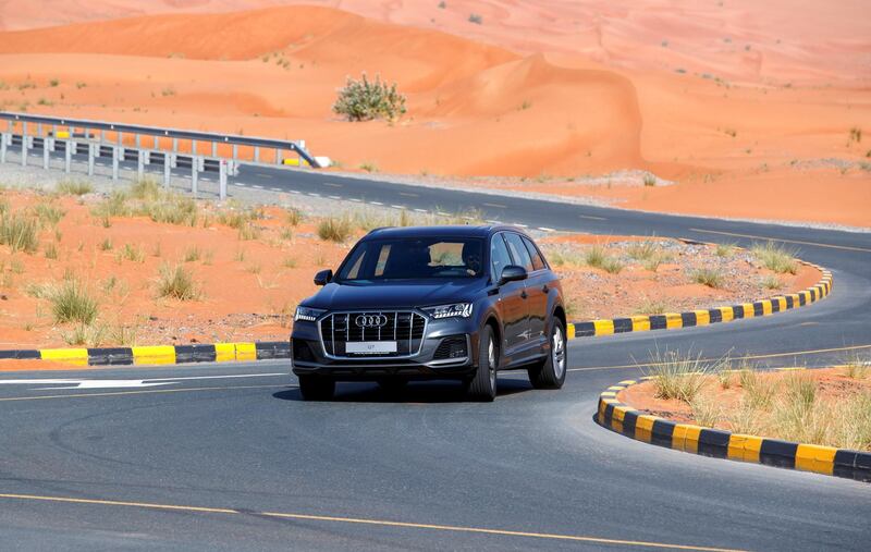 Taking on winding roads outside Dubai.
