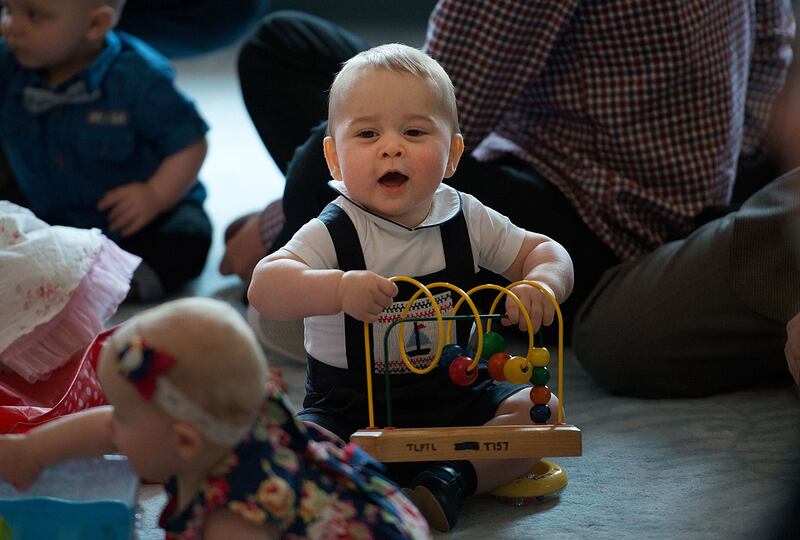 Prince George plays while at Government House in Wellington, New Zealand, in 2014. Getty Images