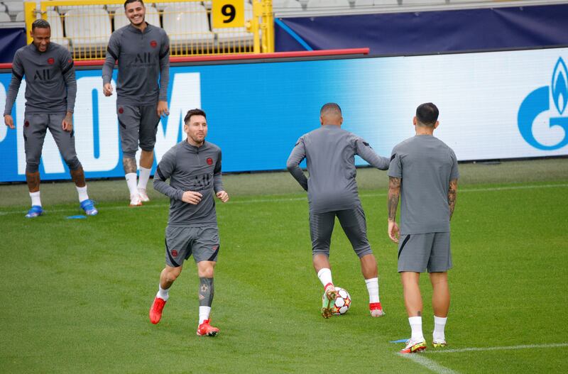 PSG's Lionel Messi during training. AP