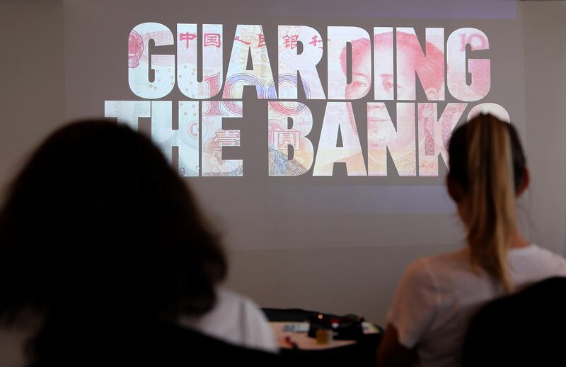 DUBAI , UNITED ARAB EMIRATES , SEP 20  ��� 2017 : - Guests watching the video presentation during the press conference of Kaspersky Lab regarding Cyber crime held at the Media One hotel in Dubai Media City in Dubai. ( Pawan Singh / The National ) Story by Nawal