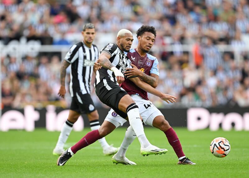 Joelinton - 6, A typical Joelinton performance in the middle of the field. The Brazilian never stopped running, or tracking the runs of Villa midfielders. Unlucky to see a header cleared off the line in the 81st minute.  Getty 