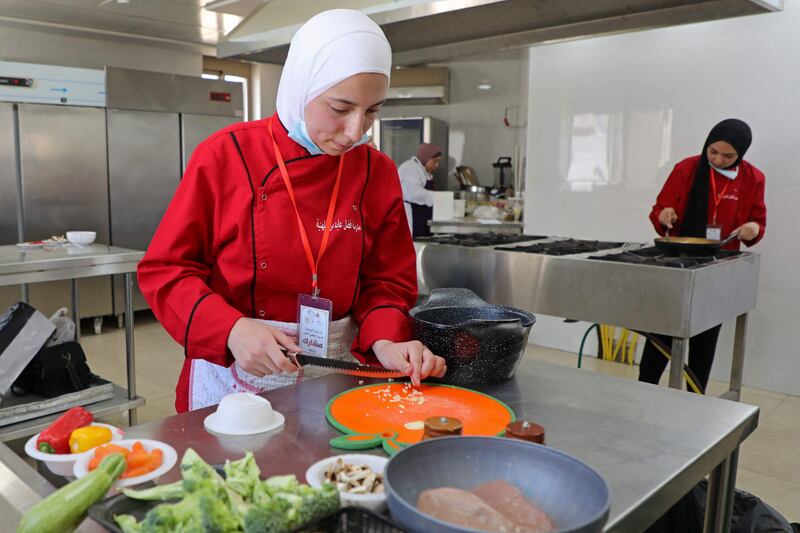 Palestinian chefs take part in a cooking competition at the Aida refugee camp in Bethlehem in the occupied West Bank. All photos: AFP