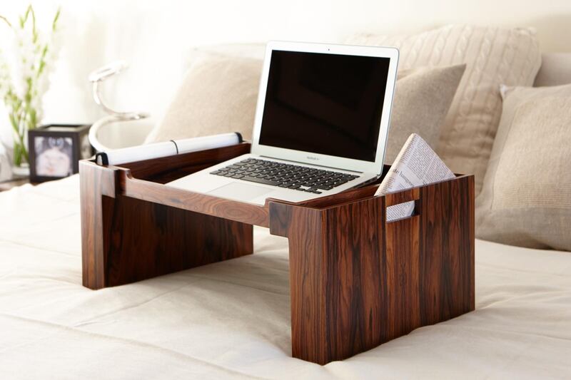 A functional and sturdy tray makes it easy to work from your bed or sofa Courtesy iWoodDesign