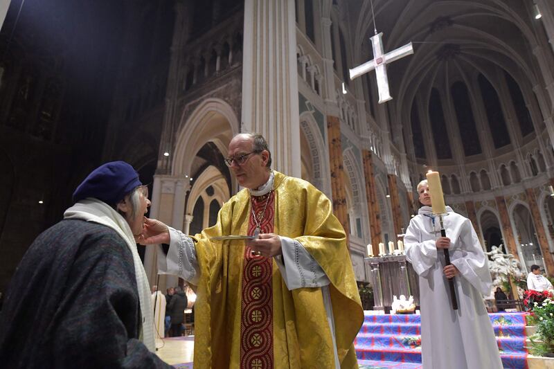 Bishop Philippe Christory celebrates Mass at the Cathedral of Our Lady of Chartres in France. AFP
