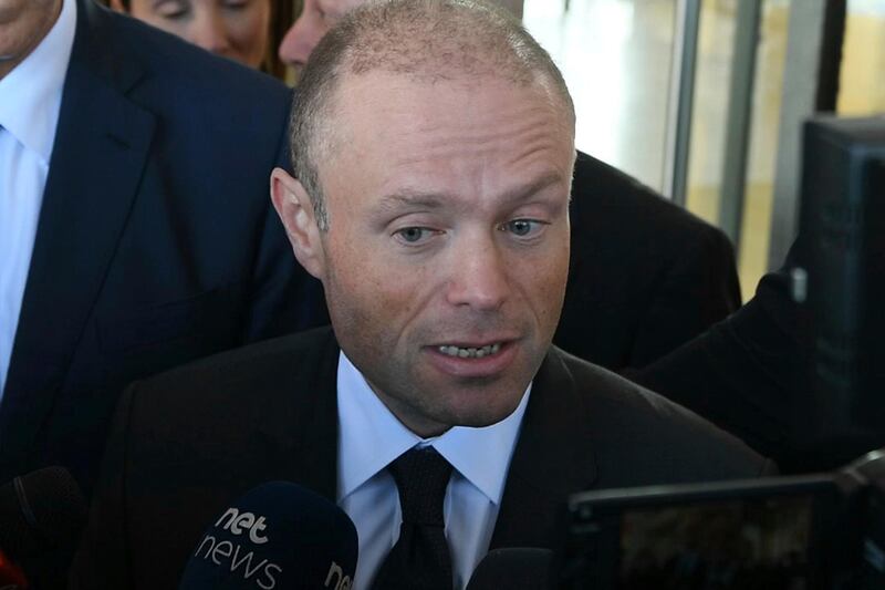 Malta Prime Minister Joseph Muscat talks to reporters in Valletta, Malta, Wednesday, Nov. 20, 2019. Malta authorities arrested prominent businessman Yorgen Fenech, who appears to be a â€œperson of interestâ€ in the assassination of leading investigative reporter Daphne Caruana Galizia, killed by a powerful car bomb in October 2017.  (AP Photo/Jonathan Borg)