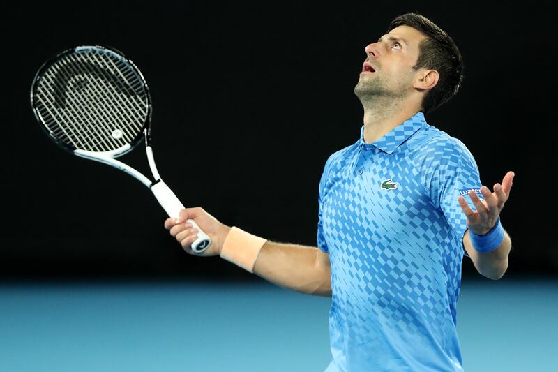 Novak Djokovic during his singles match against Roberto Carballes Baena. Getty