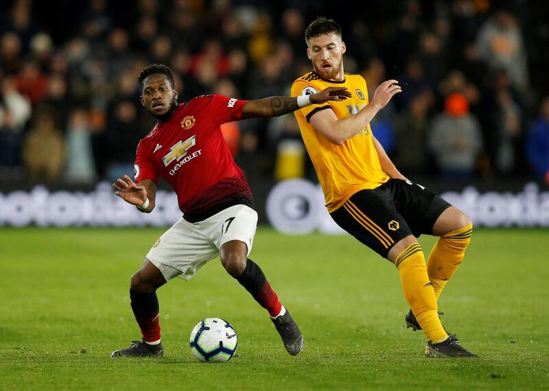 Wolves' Matt Doherty in action with Manchester United's Fred. Reuters