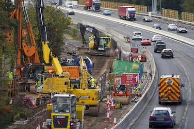 Work being carried out on the M4 motorway near Dorney Reach to create a smart motorway. PA 