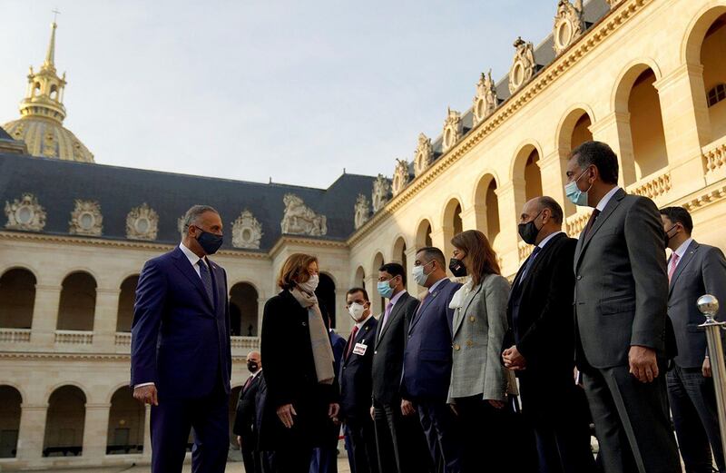 Iraqi Prime Minister Mustafa al-Kadhimi arrival for talks in Paris, France. Courtesy Media Office of the Prime Minister