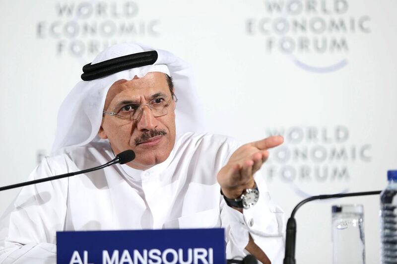 The UAE Minister for Economy Sultan Al Mansouri said GCC countries were not vulnerable to the same negative forces as the rest of the region. Delores Johnson / The National