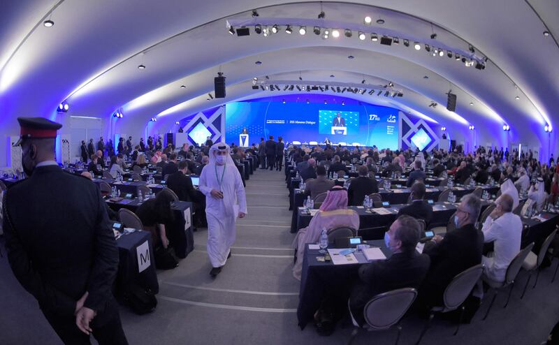 People attend a speech by US Secretary of Defence Lloyd Austin during the 17th IISS Manama Dialogue in the Bahraini capital. All photos: AFP