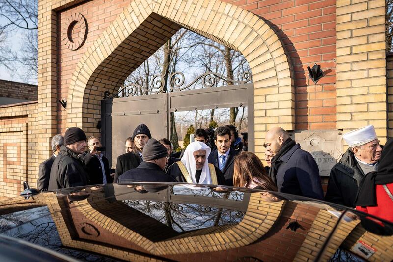 Mohammad Abdulkarim Al Issa leaves after visiting a mosque in Warsaw. AFP